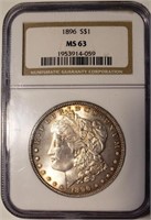 1896 Morgan Silver Dollar - NGC MS63 - Edge Toning