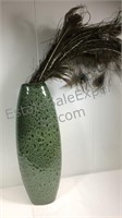 Green speckled vase 22” x 5” base
