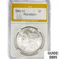 1882-CC Morgan Silver Dollar PGA MS63+