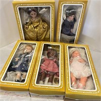 Five (5) Effanbee Dolls with boxes