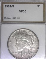 1924-S PCI VF30 Peace Dollar
