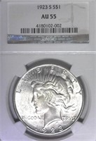 1923-S AU55 NGC Peace Dollar