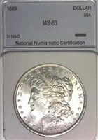 1889 NNC MDS-63 Morgan Silver Dollar