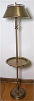(G) Vintage brass floor lamp with club table 50"