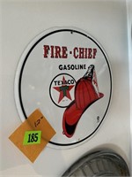 12 inch round Texaco fire chief gasoline sign