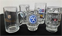 5 Glass German Beer Mugs Steins