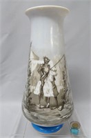 Knight on horseback, glass vase, late19th c., 10"h