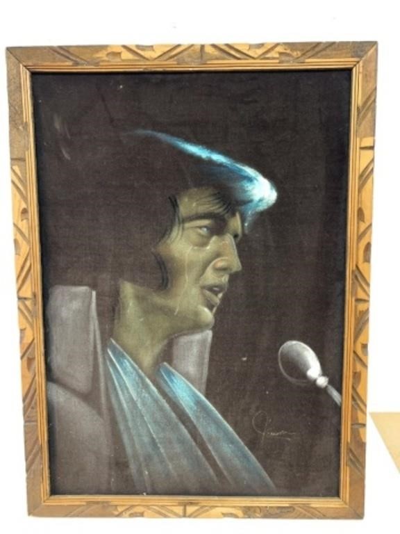 Elvis Painting on Velvet w/Crafted Frame 29" x 39"