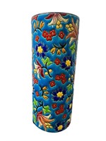 Longwy French Majolica Incised Porcelain Vase