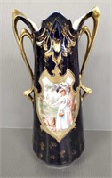 Royal Vienna double handled scenic vase - 13 1/4"