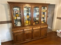 Lighted Oak and Glass Hutch Pacific Frames IND