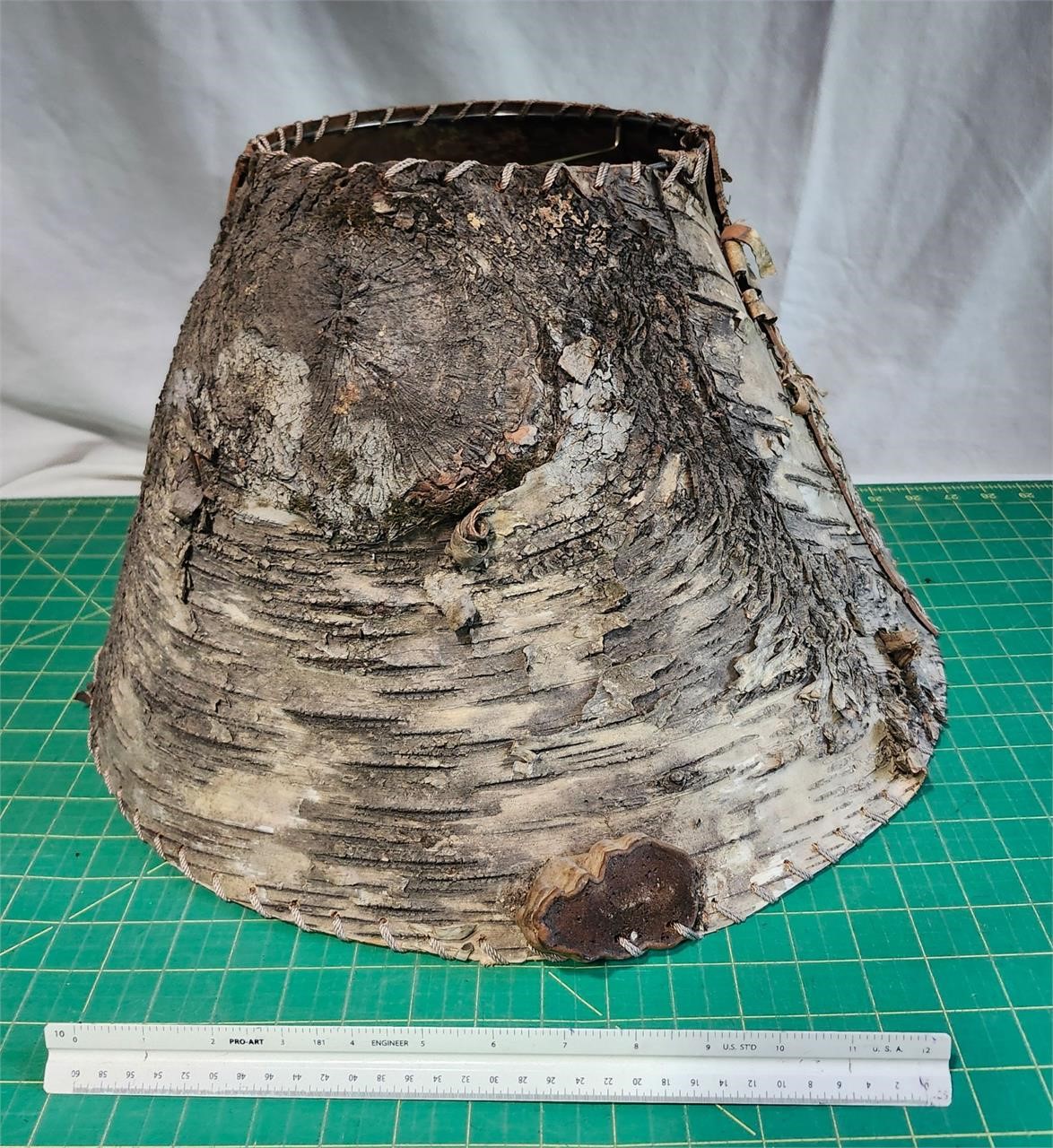 Handmade tree bark lamp shade