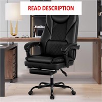 Black Big & Tall Office Chair with Foot Rest