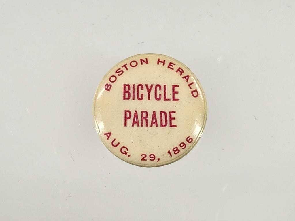 1896 BOSTON HERALD BICYCLE PARADE BUTTON