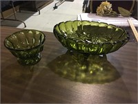 LOT OF 2 GREEN DISHES