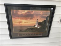 FRAMED PRINT OF LIGHTHOUSE 30.5X24 INCHES