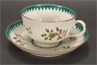 18th Century Dr Wall Porcelain Tea Cup and Saucer,