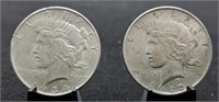 1922 & 1934 Peace Silver Dollars