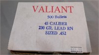 Valiant 45 Caliber Sized.452 (500 Bullets)