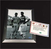 Aaron / Mays Signed Photo Framed 8x10