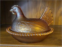 Amber Glass Nesting Hen