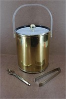 Brass Ice Bucket w/ Utensils