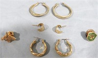 GOLD PLATED EARRINGS & PINS LOT
