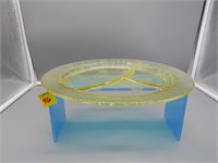 3 Sectional Yellow Depression Glass Platter