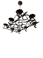 French Flat Bottom Curly Iron Light Fixture