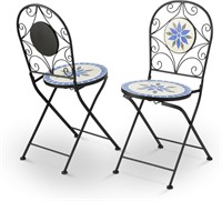 Alpine Corporation Blue/Beige Mosaic Bistro CHAIRS