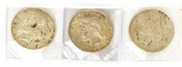 Coin (3) Peace Dollars 1923-D+1923-S(2)-VF-XF