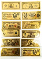 Coin 12 Novelty 24K Gold Foil Plated Notes/Bills