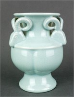 Chinese Jun Yao Style Porcelain Vase w/Ram Handed