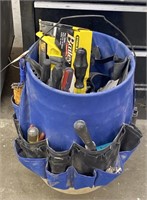 Tool Bucket with Wrap and Assorted Hand Tools,