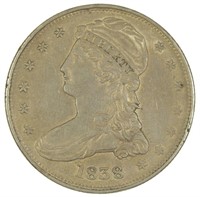 AU-50 1838 Reeded Edge Half Dollar
