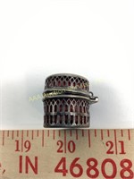 Antique sterling filigree pincushion case sewing