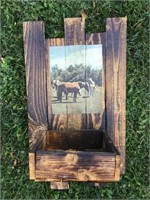 Handmade Wood Wall Box Planter w/ Picture of