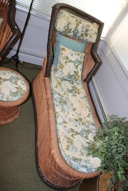 Bamboo settee with cushion and pillows