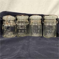 3 Atlas E-Z Seal & 1 Ball Ideal Antique Glass Jars