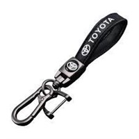 Toyota black leather keychain