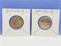 2000 Lot of 2 Collectible Quarters Canadian 25¢