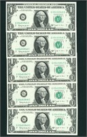(5 CONSECUTIVE) $1 1963 (JOSEPH BAR) Federal RN