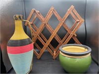 Woven Wine Bottle, Collapsible Rack, & Planter