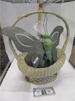 Wicker basket, metal butterfly & more