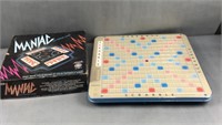 Rotating scrabble board and maniac game