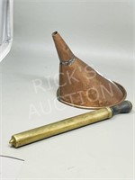 vintage copper funnel & brass pump