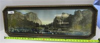 Antique Oil Painting Over B & W Photo of Yosemite