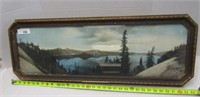 Antique Oil Painting over B&W Photo of Crater Lake