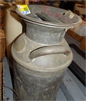 GOOD SMALL MILK CAN WITH LID AND BRASS TAG ON CAN