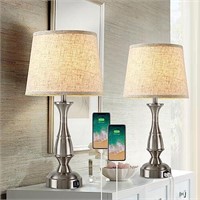 Tall Rustic Table Lamps with 2 USB Charging Ports,